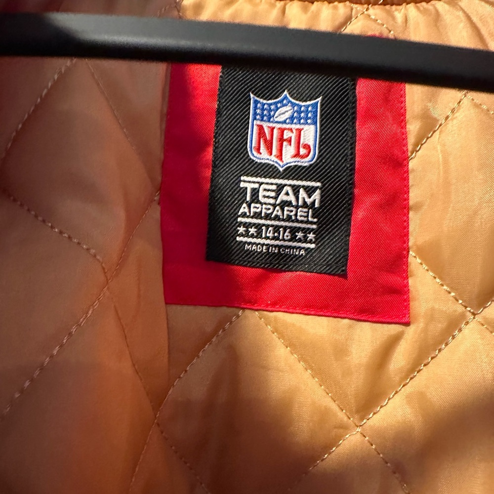 SF 49ers NFL Team Apparel Quilted Lining Jacket Youth 14/16 - Picture 4 of 6